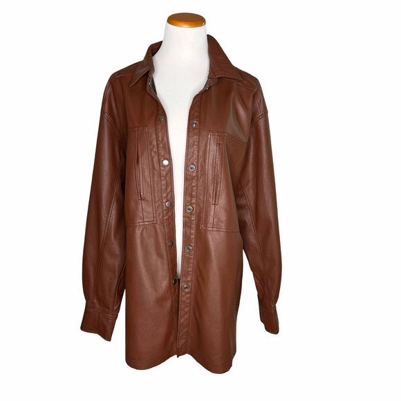 Women's Brown Leather Jacket - Picture 3 of 8